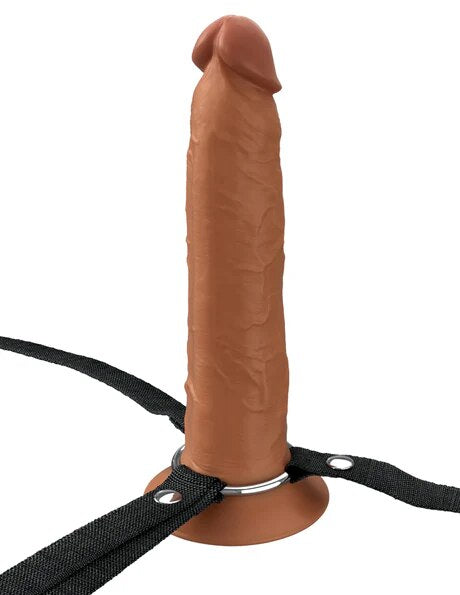 Fantasy X-Tensions Elite 9 in. Silicone Hollow Strap-On Dual Density Brown Fantasy X-Tensions