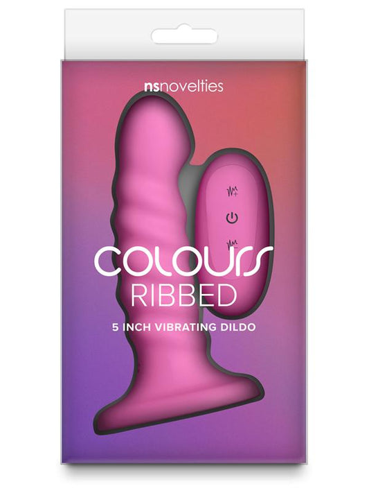 Colours Ribbed 5 inch Vibrating dildo Pink - ClubX Australia
