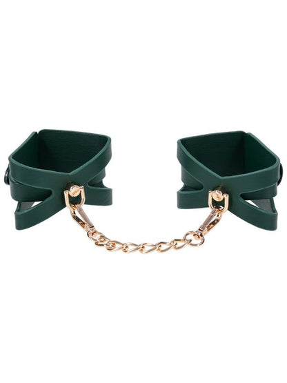 Sex & Mischief Indica Cutout Cuffs - Green/Gold Restraints Sportsheets