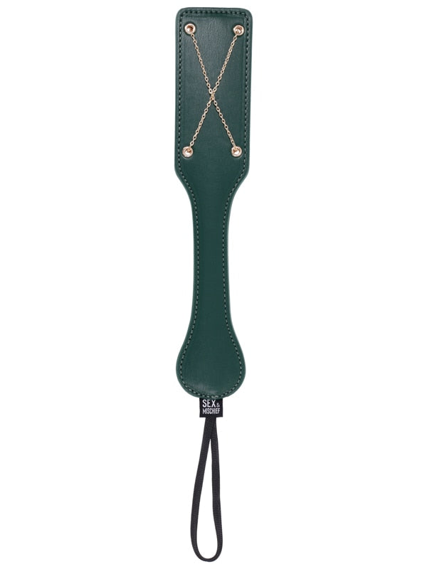 Sex & Mischief Indica Chain Impressions Paddle - Green/Gold Spanking Paddle Sportsheets