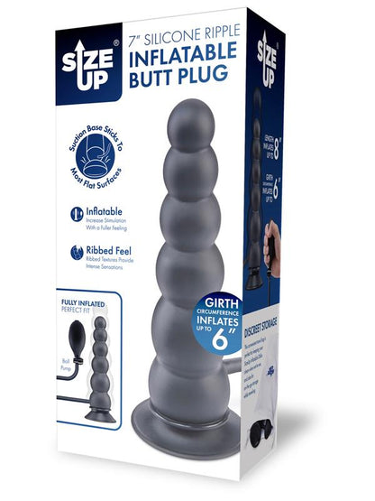 Size Up 7 Inch Ripple Inflatable Butt Plug - Black 20.3 cm Inflatable Butt Plug XGEN Products
