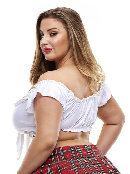 Sexy School Girl Tie Top White -Queen LonBrook