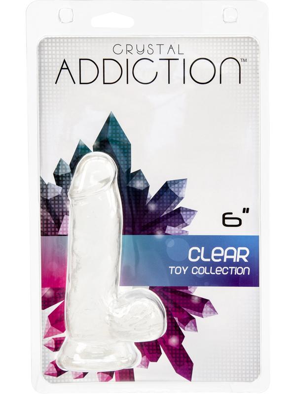 Crystal Addiction - Clear Dildo with Balls - 6" BMS Factory