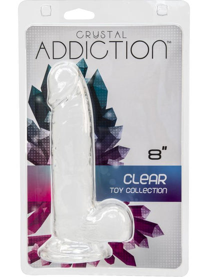Crystal Addiction -  Clear Dildo with Balls - 8" BMS Factory