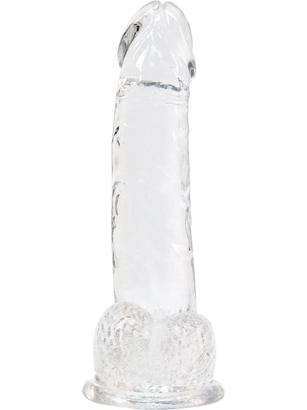 Crystal Addiction -  Clear Dildo with Balls - 8" BMS Factory