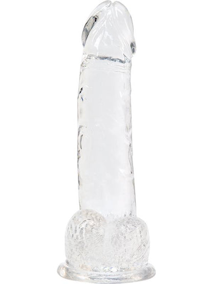 Crystal Addiction -  Clear Dildo with Balls - 8" BMS Factory