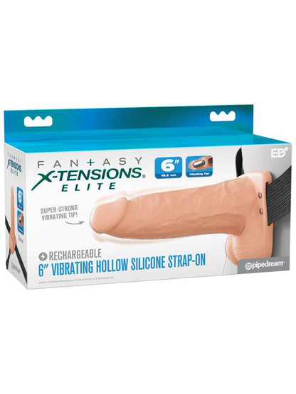 Fantasy X-Tensions Elite 6 in. Vibrating Hollow Silicone Strap-On Light Fantasy X-Tensions
