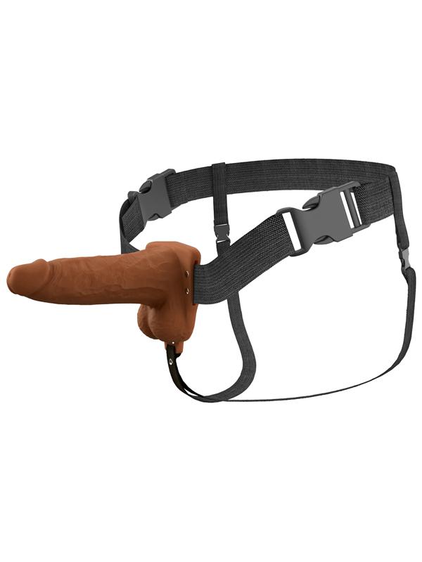 Fantasy X-Tensions Elite 6 in. Vibrating Hollow Silicone Strap-On Brown Fantasy X-Tensions