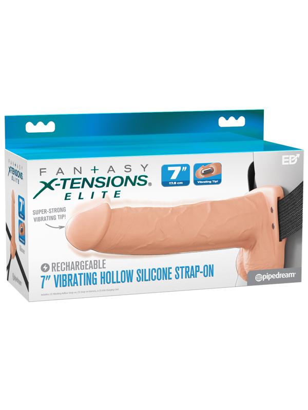 Fantasy X-Tensions Elite 7 in. Vibrating Hollow Silicone Strap-On Light Fantasy X-Tensions