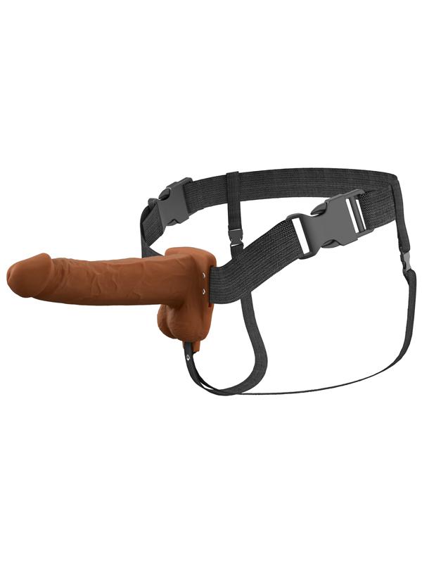 Fantasy X-Tensions Elite 7 in. Vibrating Hollow Silicone Strap-On Brown Fantasy X-Tensions