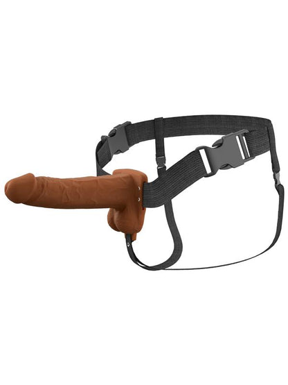 Fantasy X-Tensions Elite 7 in. Vibrating Hollow Silicone Strap-On Brown Fantasy X-Tensions