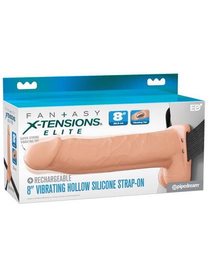 Fantasy X-Tensions Elite 8 in. Vibrating Hollow Silicone Strap-On Light Fantasy X-Tensions