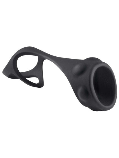 Enhancer Textured Cock Strap and Ball Stretcher-Black Nasstoys