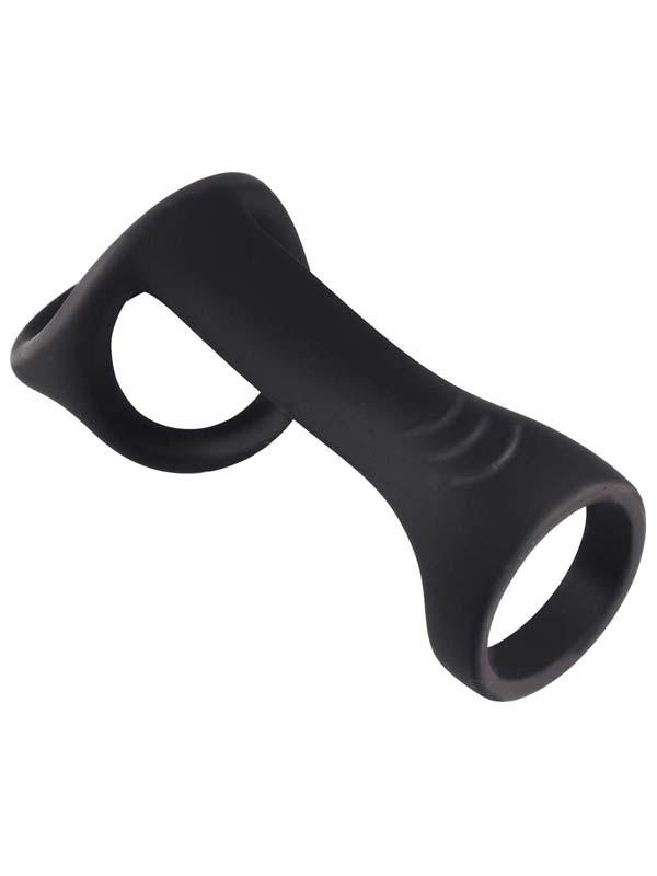 Magic Ridged Cock Strap and Ball Stretcher-Black Nasstoys