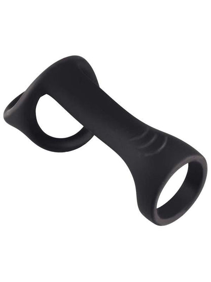 Magic Ridged Cock Strap and Ball Stretcher-Black Nasstoys
