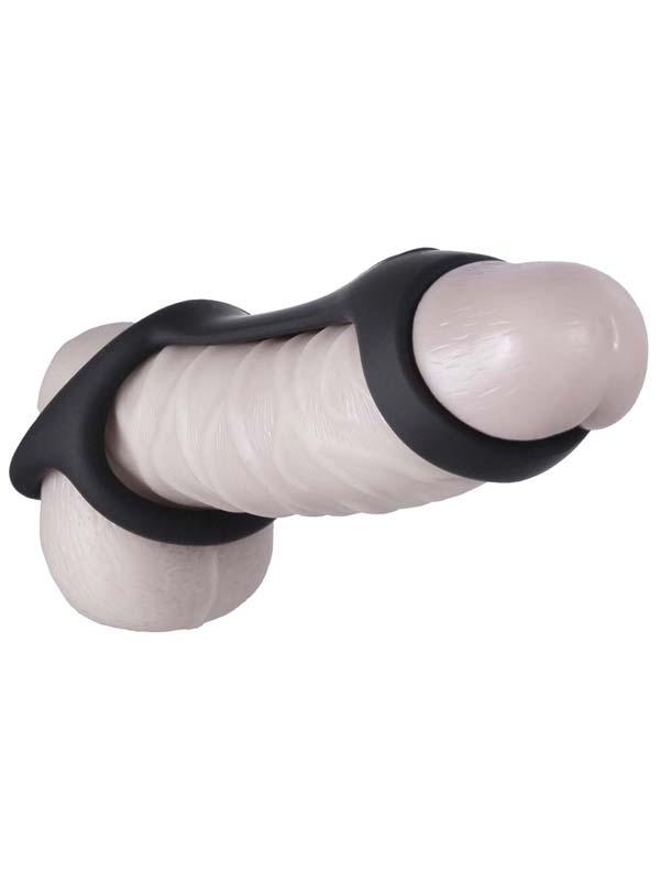 Magic Ridged Cock Strap and Ball Stretcher-Black Nasstoys