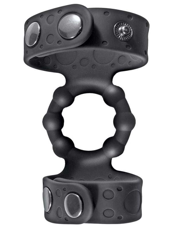 Magic Beaded Cock Ring and Adjustable Ball Straps-Black Nasstoys