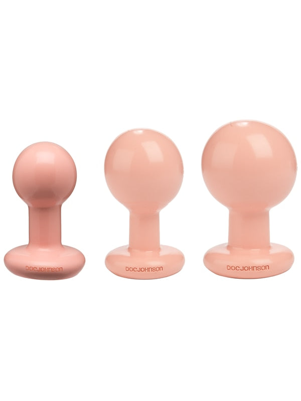The Classic Round Butt Plug - 3 piece set Cream Doc Johnson