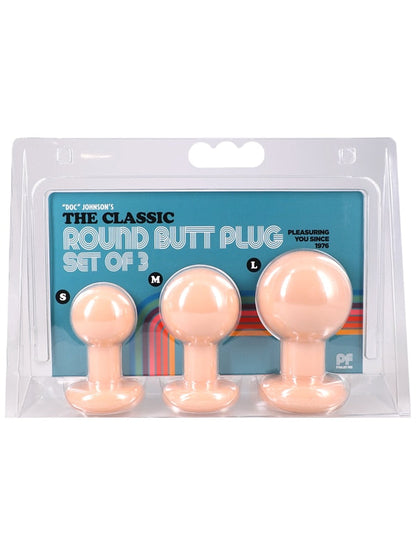 The Classic Round Butt Plug - 3 piece set Cream Doc Johnson