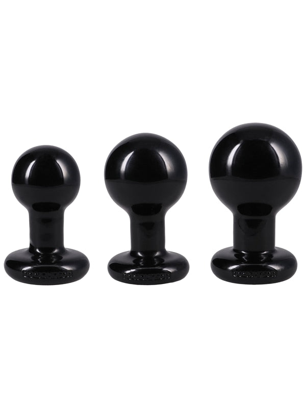The Classic Round Butt Plug - 3 piece set Black Doc Johnson