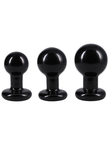 The Classic Round Butt Plug - 3 piece set Black Doc Johnson