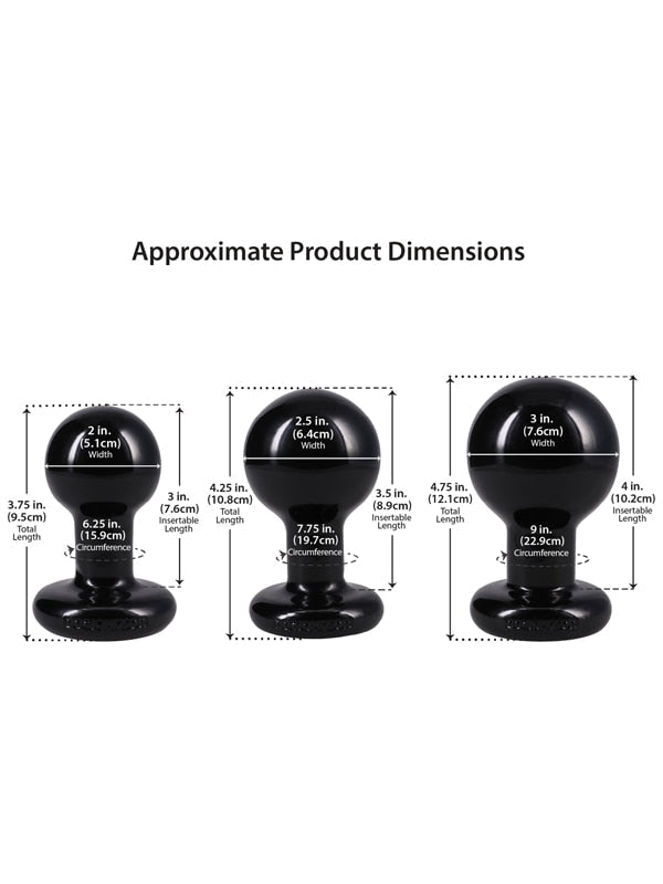 The Classic Round Butt Plug - 3 piece set Black Doc Johnson