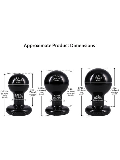 The Classic Round Butt Plug - 3 piece set Black Doc Johnson
