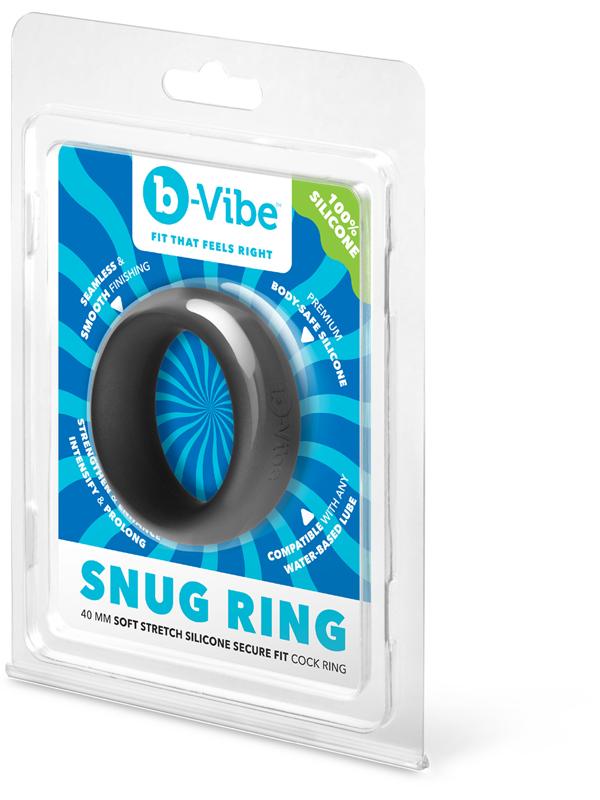 b-Vibe Snug Ring - 40 mm Snug Fit Silicone Cock Ring - Black B-Vibe