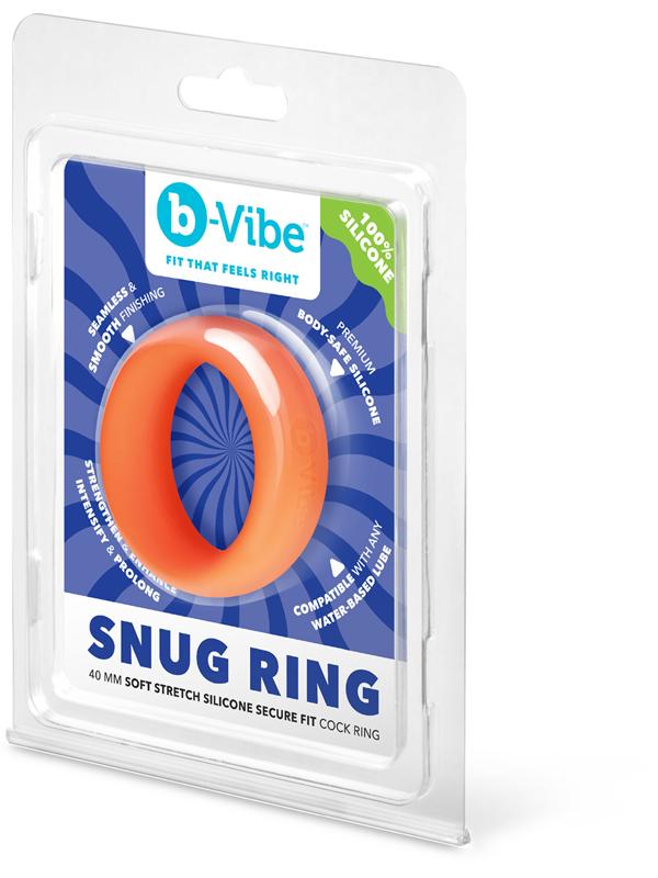 b-Vibe Snug Ring - 40 mm Snug Fit Silicone Cock Ring - Orange B-Vibe
