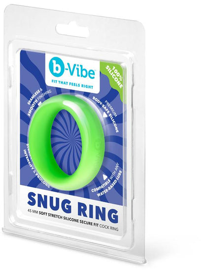 b-Vibe Snug Ring - 45 mm Snug Fit Silicone Cock Ring - Green B-Vibe