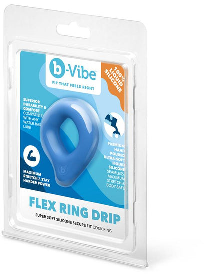 b-Vibe Flex Ring Drip - Silicone Cock Ring - Blue B-Vibe