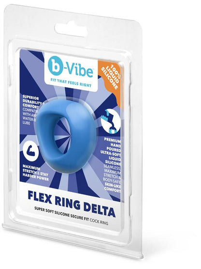 b-Vibe Flex Ring Delta - Silicone Cock Ring - Blue