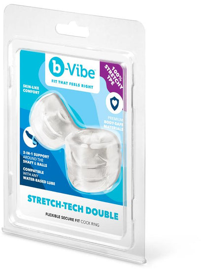 b-Vibe Stretch-Tech Double Barrel - Ultra Stretchy Cock Ring & Ball Stretcher B-Vibe