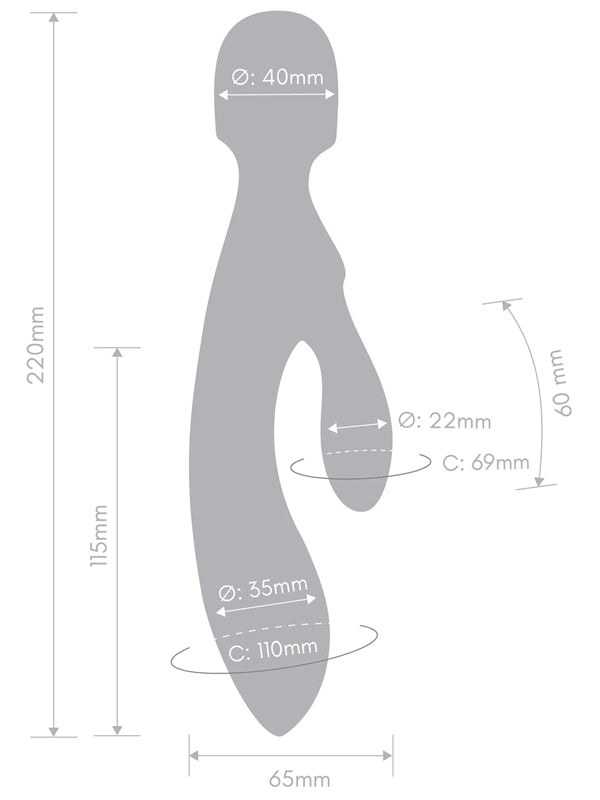 Tri Delight Dual-Ended Triple Stim Wand & Rabbit Vibrator Together
