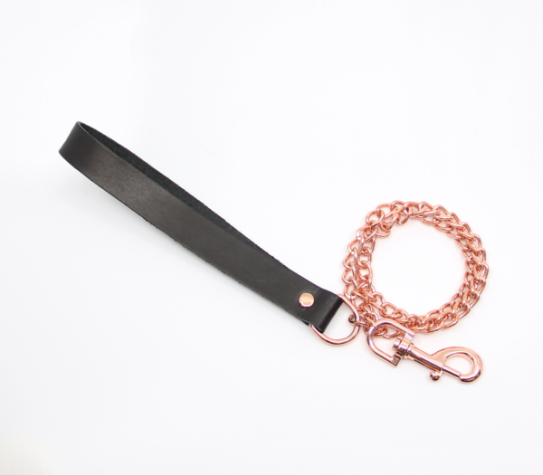 Lea048 Leather & Chain Lead Rose Gold - Club X