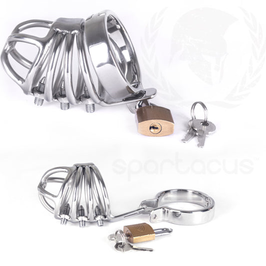 4-Ring Locking Chastity Cage With Screws 35mm  - Club X