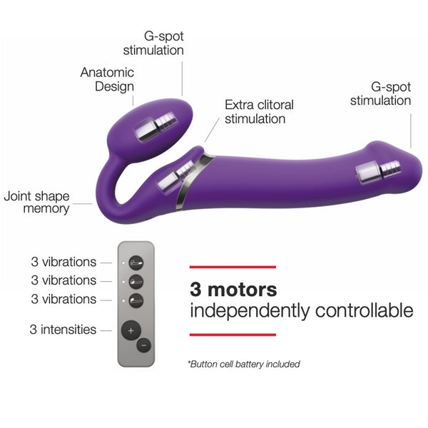 Strap-on-me Vibrating Bendable Strap-on - Size L, Purple  - Club X