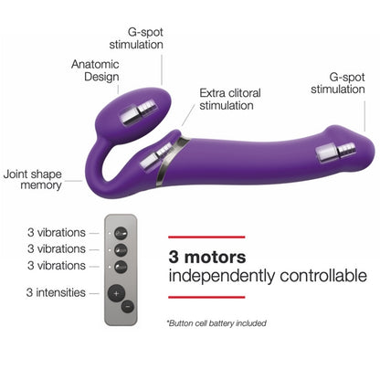 Strap-on-me Vibrating Bendable Strap-on - Size L, Purple  - Club X