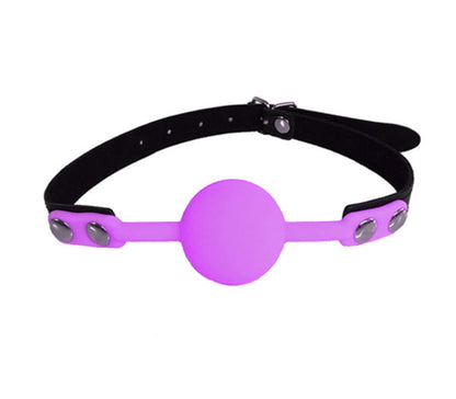 Gag006 Faux Leather Gag With Silicone Ball Purple - Club X