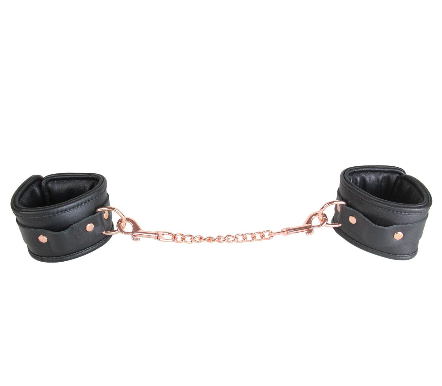 Han048 Padded Leather Wrist Restraints W/ Coloured Hardware Rose Gold - Club X