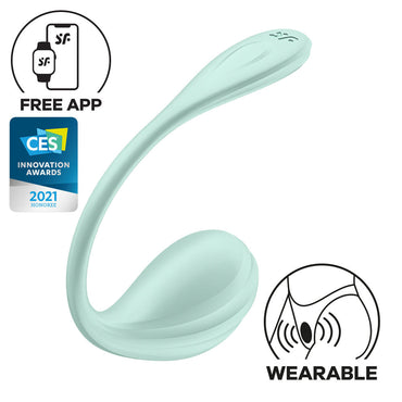 Satisfyer Smooth Petal - Mint - Mint USB Rechargeable Wearable Stimulator with App Control Satisfyer