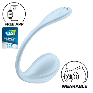 Satisfyer Smooth Petal - Light Blue - Light Blue USB Rechargeable Wearable Stimulator with App Control Satisfyer
