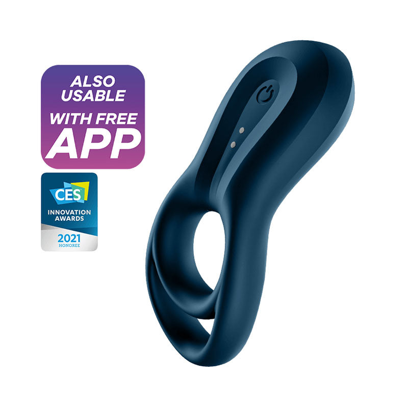 Satisfyer Epic Duo - Navy Blue USB Rechargeable Cock & Balls Ring with App Control Satisfyer