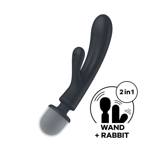 Satisfyer Triple Lover - Grey USB Rechargeable Rabbit Vibrator and Massage Wand Satisfyer