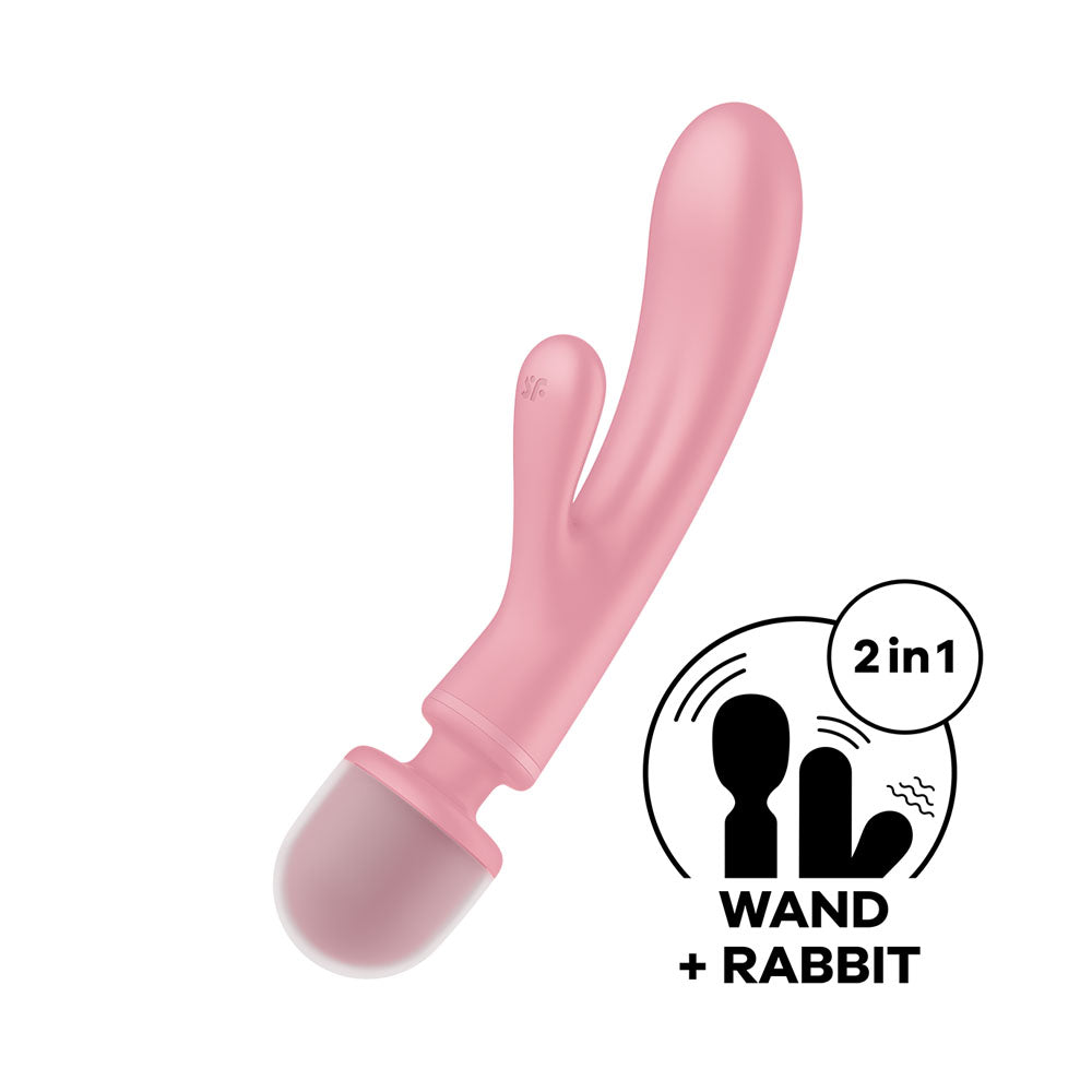 Satisfyer Triple Lover - Pink USB Rechargeable Rabbit Vibrator and Massage Wand Satisfyer