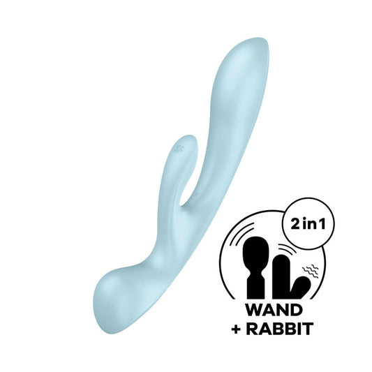 Satisfyer Triple Oh - Light Blue USB Rechargeable Rabbit Vibrator Satisfyer