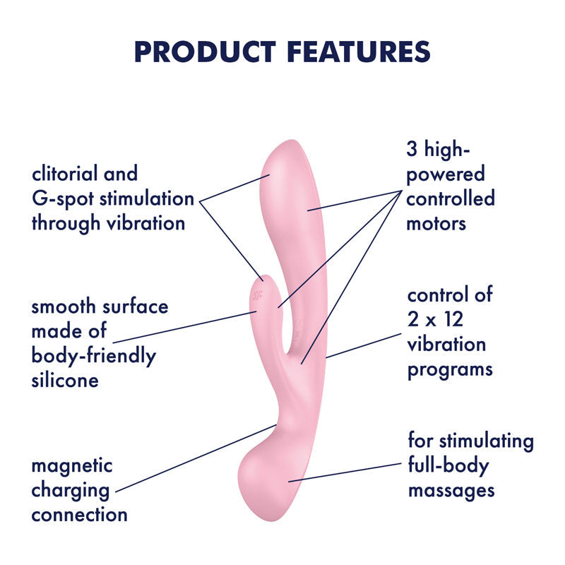 Satisfyer Triple Oh - Pink USB Rechargeable Rabbit Vibrator Satisfyer
