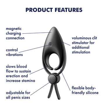 Satisfyer Sniper - Black - Black Vibrating Adjustable Lasso Cock Ring Satisfyer
