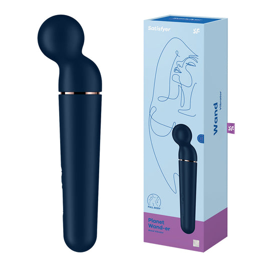 Satisfyer Planet Wand-er - Blue - Blue/Rose Gold USB Rechargeable Massager Wand Blue - Club X