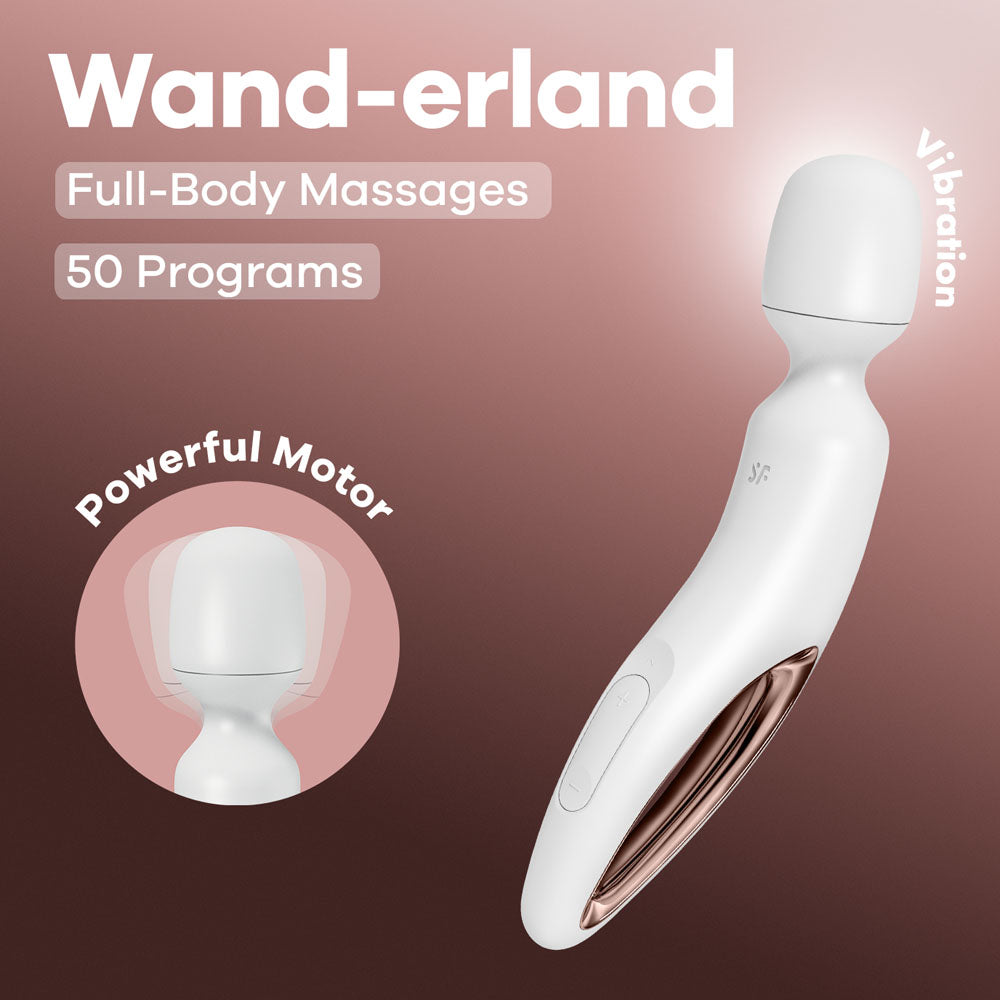 Satisfyer Wand-erland - White - White/Rose Gold USB Rechargeable Massage Wand Satisfyer